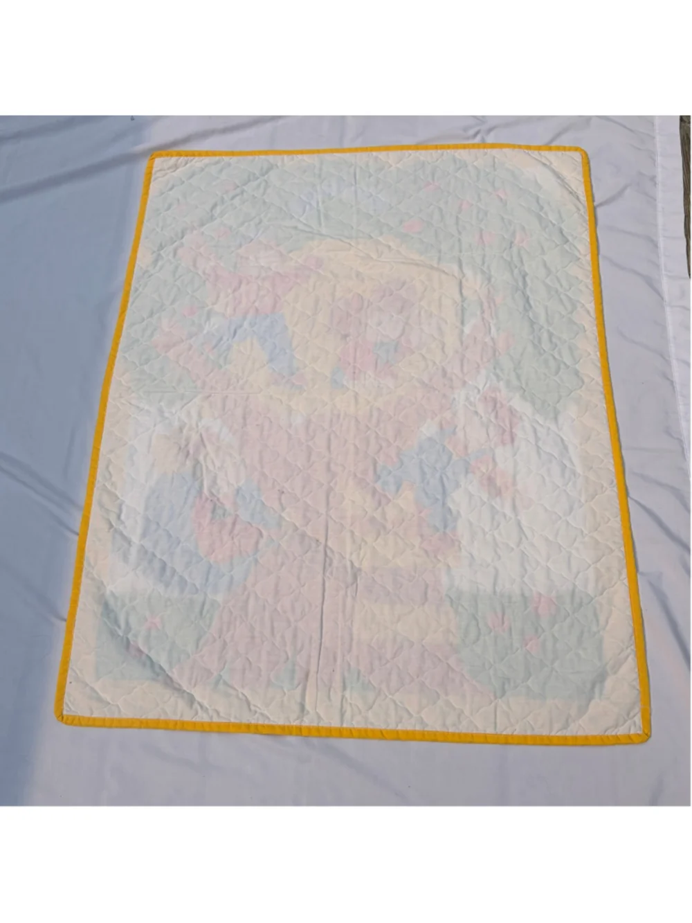 Vintage Cabbage Patch Kids Quilt Blanket Yellow Green 43” x 34” 1984 Treehouse